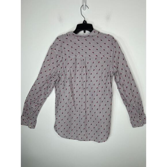 GAP blouse shirt button down women's medium purple violet red tufts details - Picture 10 of 13